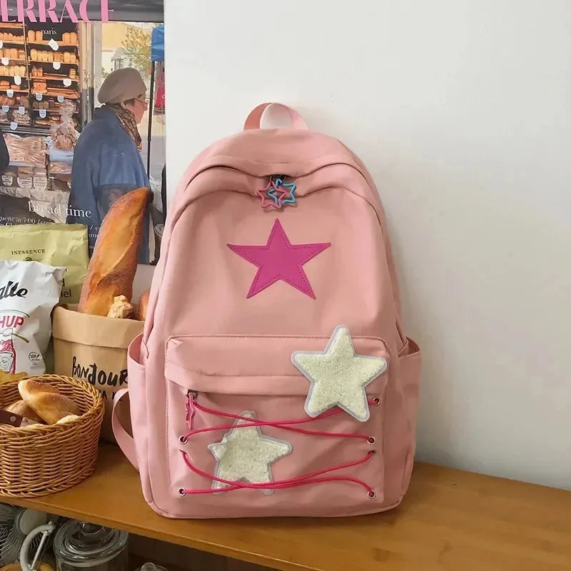 🌟 Kawaii Starry Backpack 🎒 | Y2K Japanese Streetwear for Trendy Students ✨