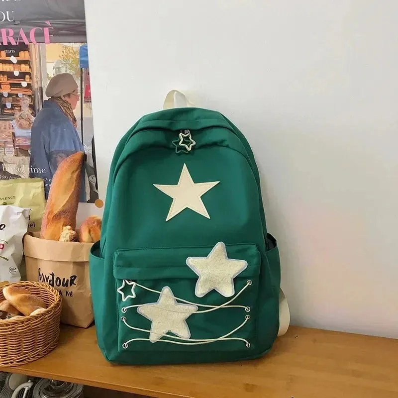 🌟 Kawaii Starry Backpack 🎒 | Y2K Japanese Streetwear for Trendy Students ✨