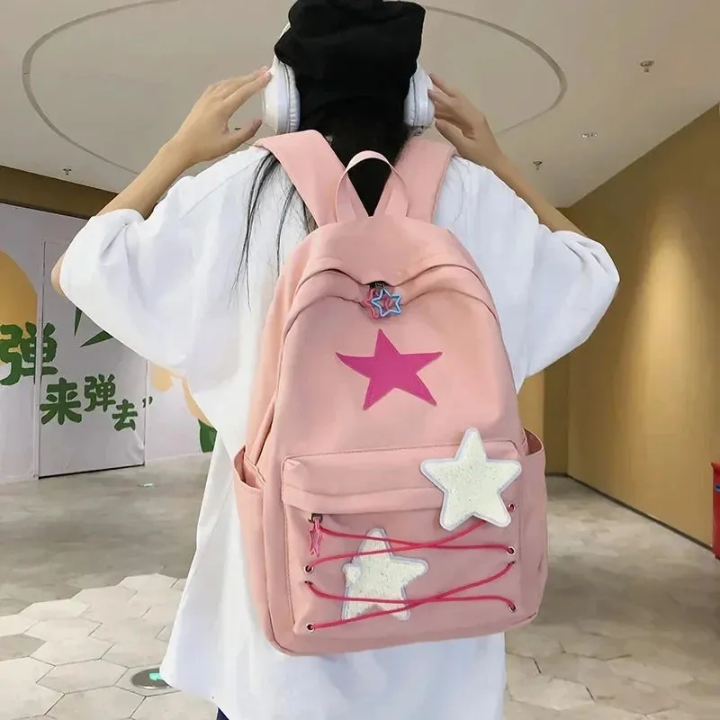 🌟 Kawaii Starry Backpack 🎒 | Y2K Japanese Streetwear for Trendy Students ✨