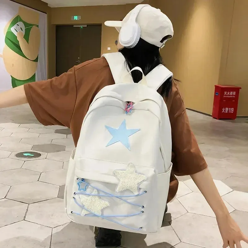 🌟 Kawaii Starry Backpack 🎒 | Y2K Japanese Streetwear for Trendy Students ✨