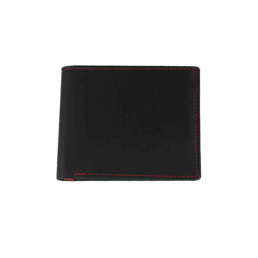 3-Card Zip Pocket Coin Wallet - Black/Red