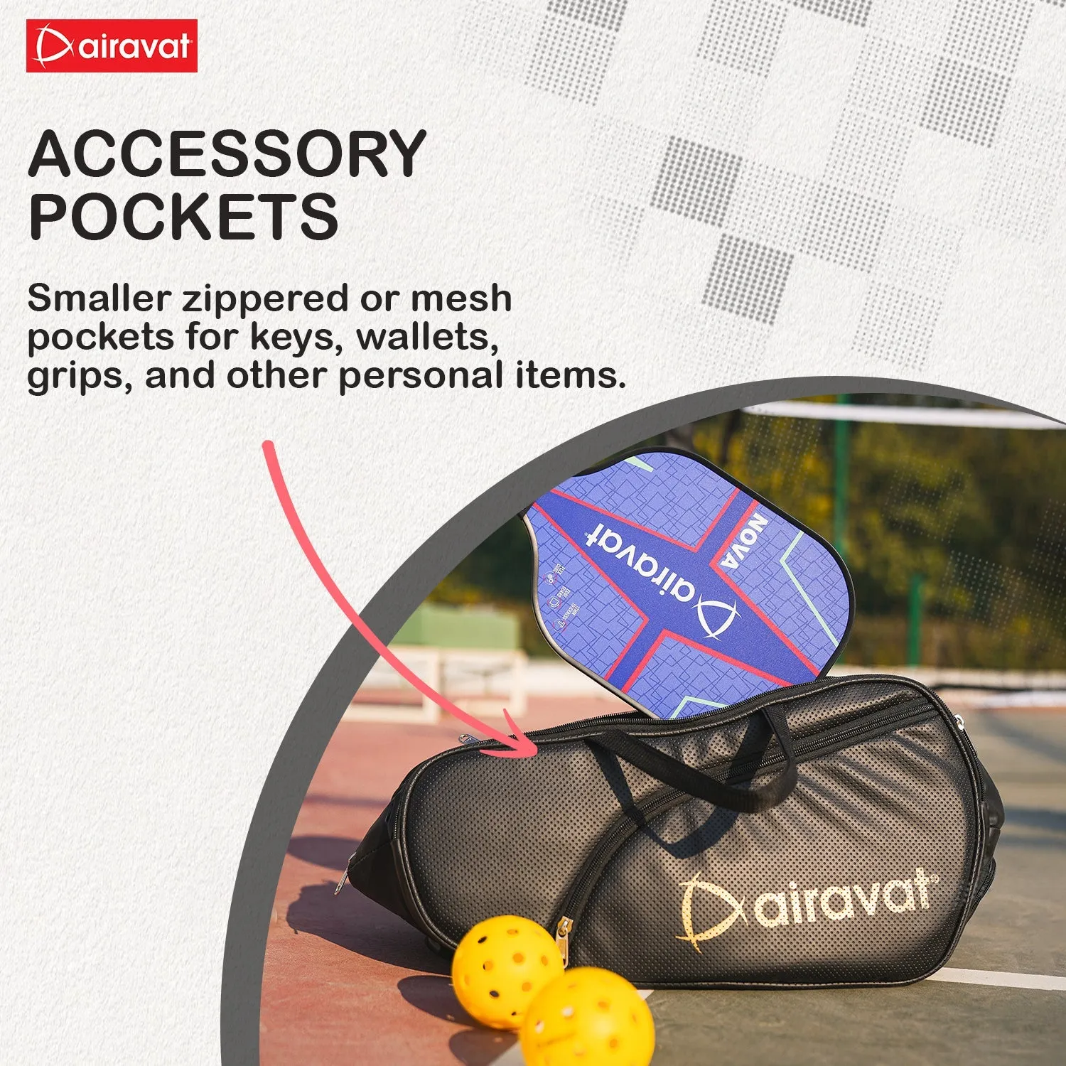 Airavat Pickle Pal 058 Pickleball Bag | Spacious Sports Gear Carry Bag with Multiple Compartments | Lightweight, Durable & Stylish | Ideal for Pickleball Players