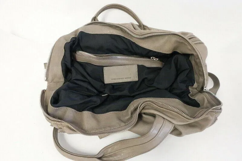 Alexander Wang Trudy Zip-Around Tote Taupe Leather Large Crossbody Shoulder Bag