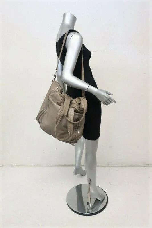 Alexander Wang Trudy Zip-Around Tote Taupe Leather Large Crossbody Shoulder Bag