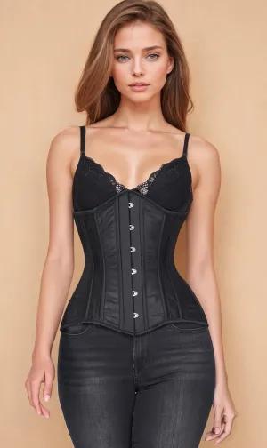 Aliyah Underbust Black Mesh Longline Corset