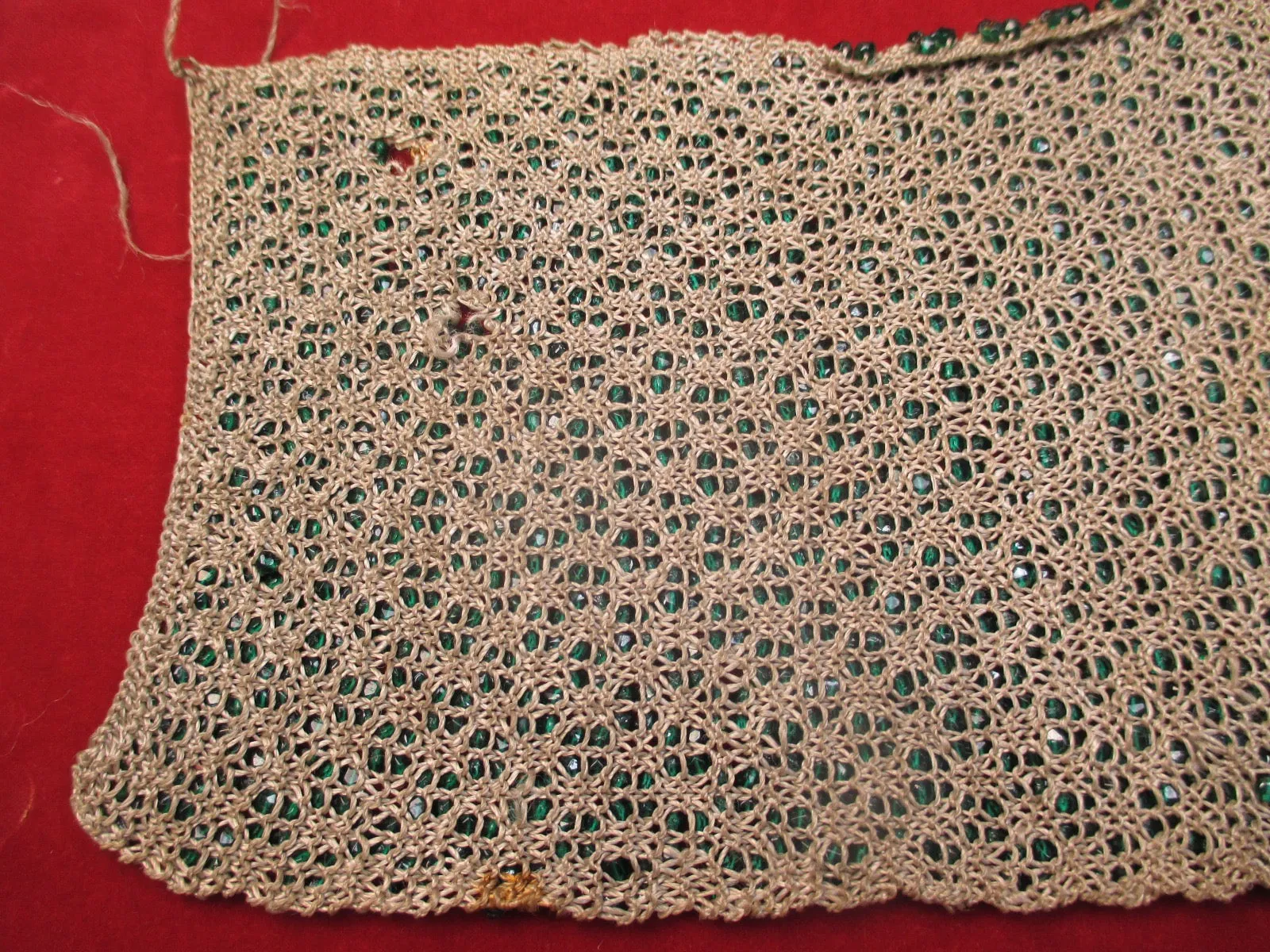 Antique Victorian Glass Beaded Panel