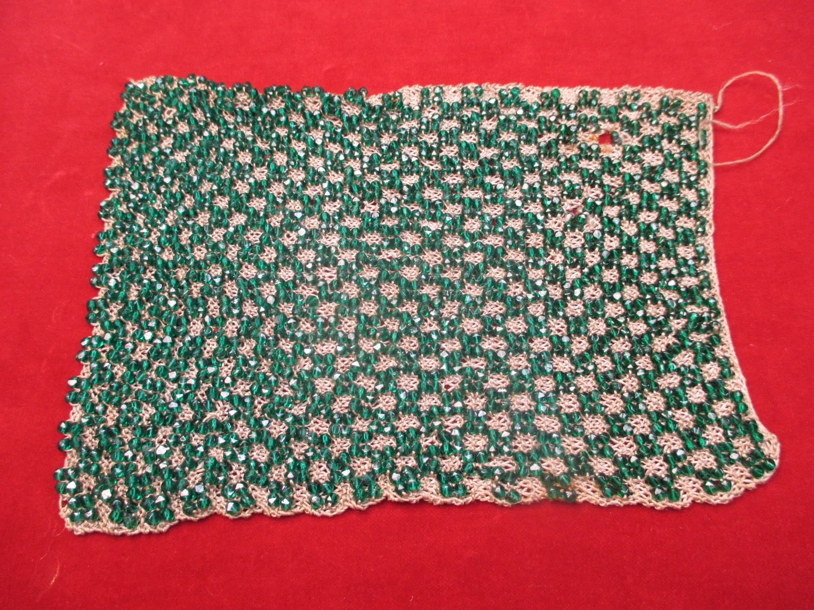 Antique Victorian Glass Beaded Panel
