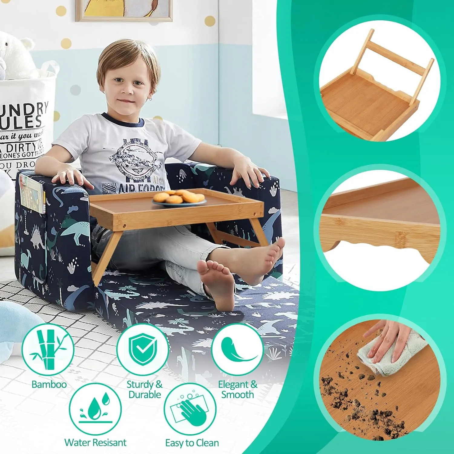 Artmeer Bed Tray Table with Folding LegsBamboo Breakfast in Bed for TV Table L