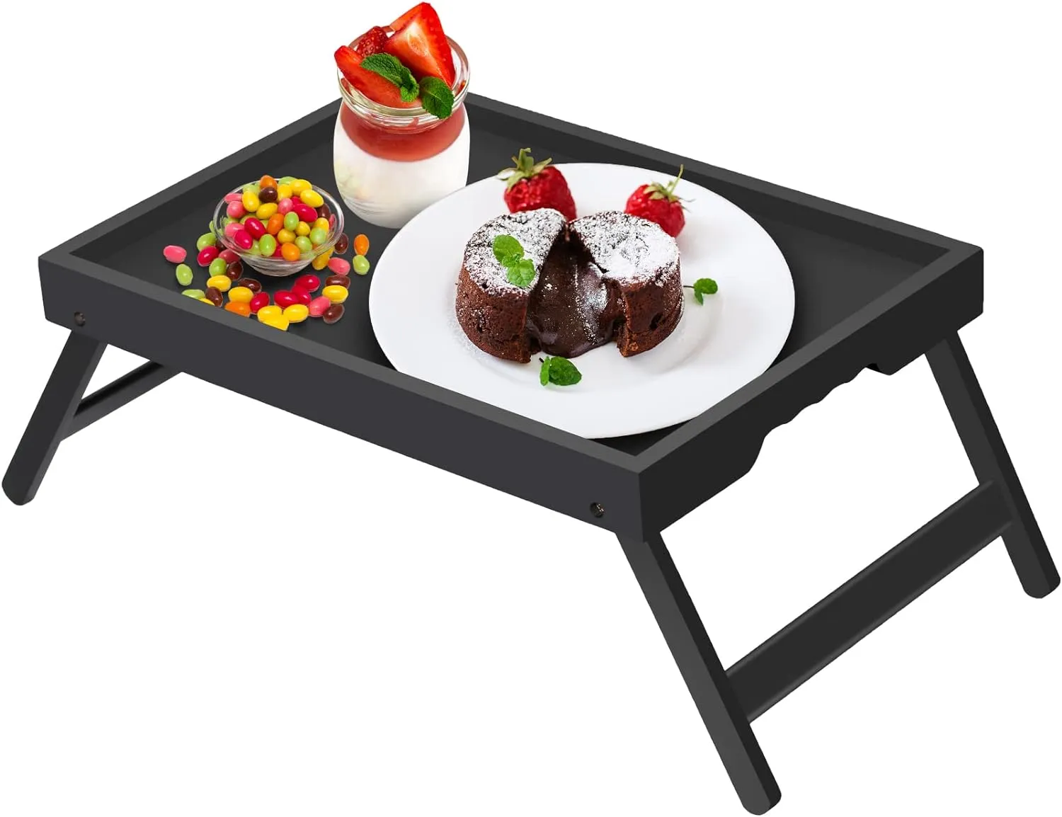 Artmeer Bed Tray Table with Folding LegsBamboo Breakfast in Bed for TV Table L