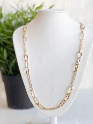 Audrey Double Rollo Chain Intertwined 18K Gold Filled Link Necklace