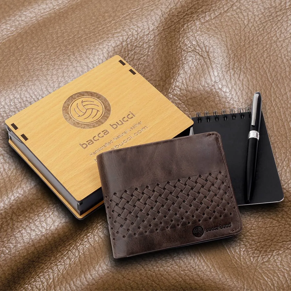 Bacca Bucci Leather Series Textured Bifold Wallet for Men