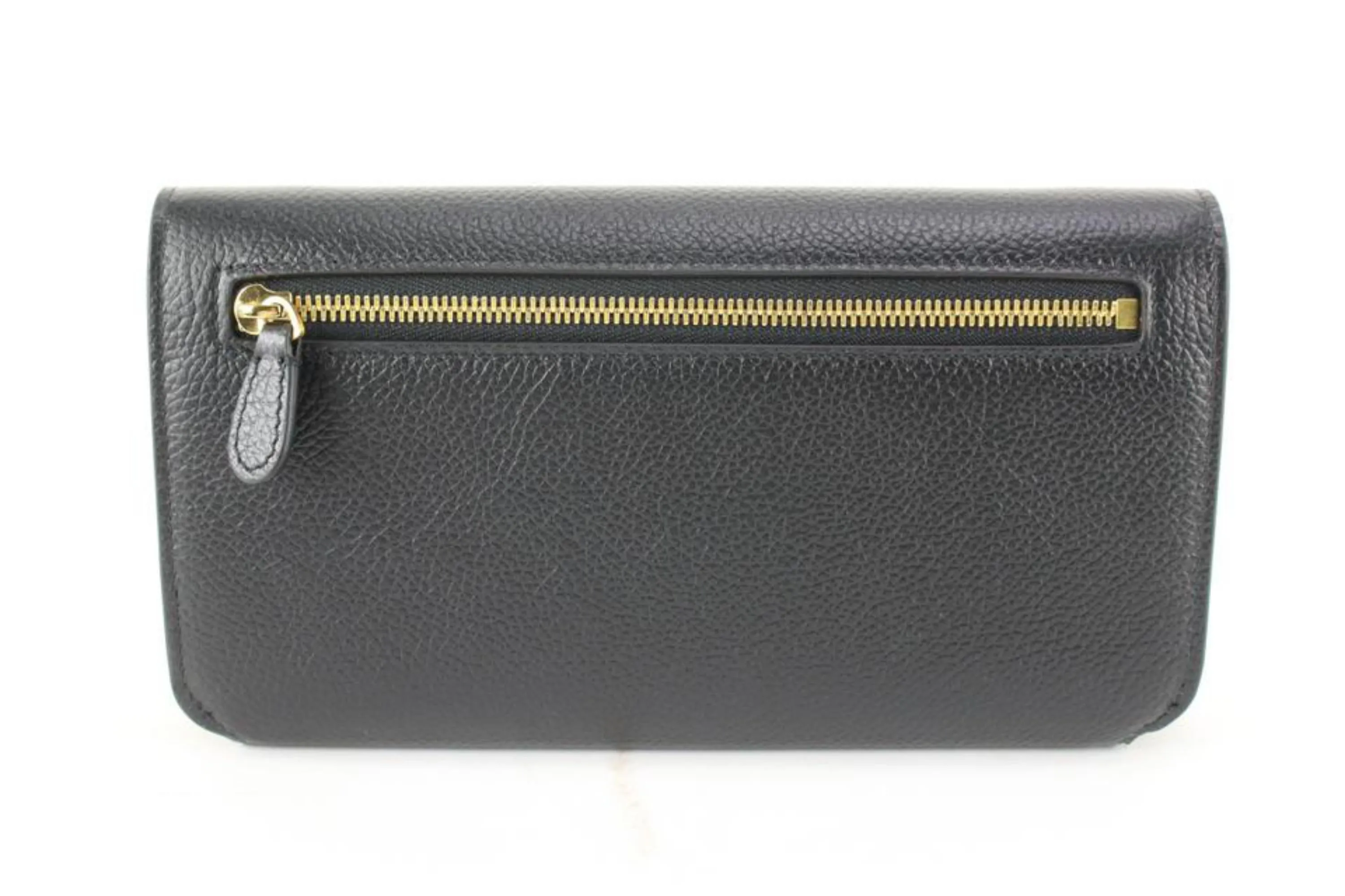 Balenciaga Black Leather Classic Logo Wallet on Chain Gold Chain 48ba624s