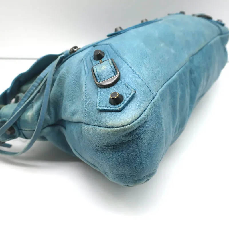 Balenciaga Classic First Bag Turquoise Leather Small Shoulder Bag
