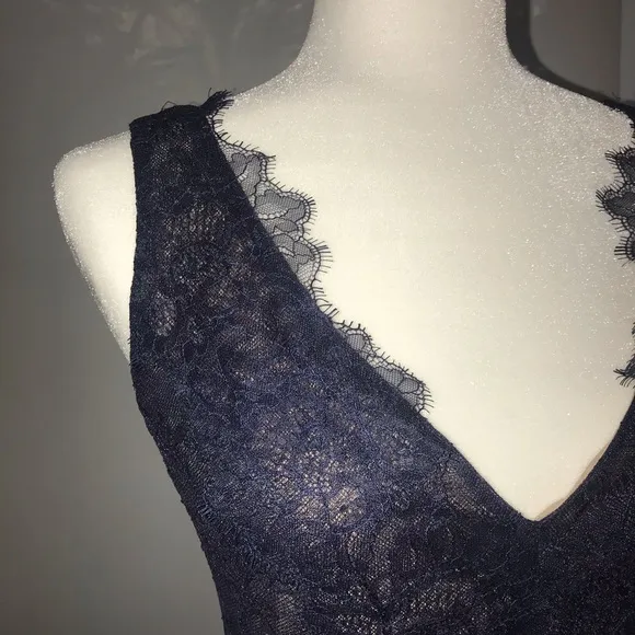 BCBG Maxazria navy blue v-neck lace dress