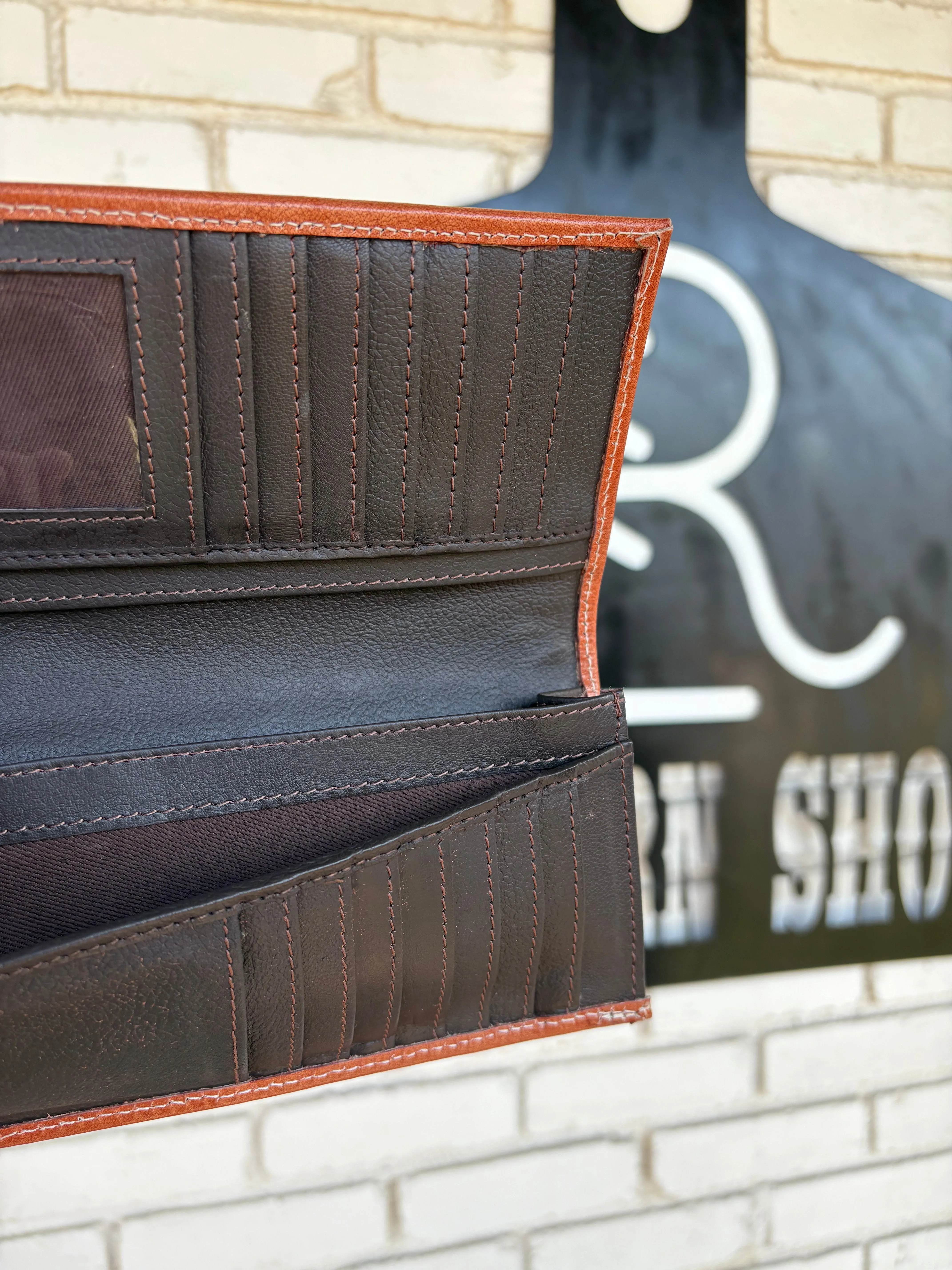 Beaded   Tooled Leather Long Wallet