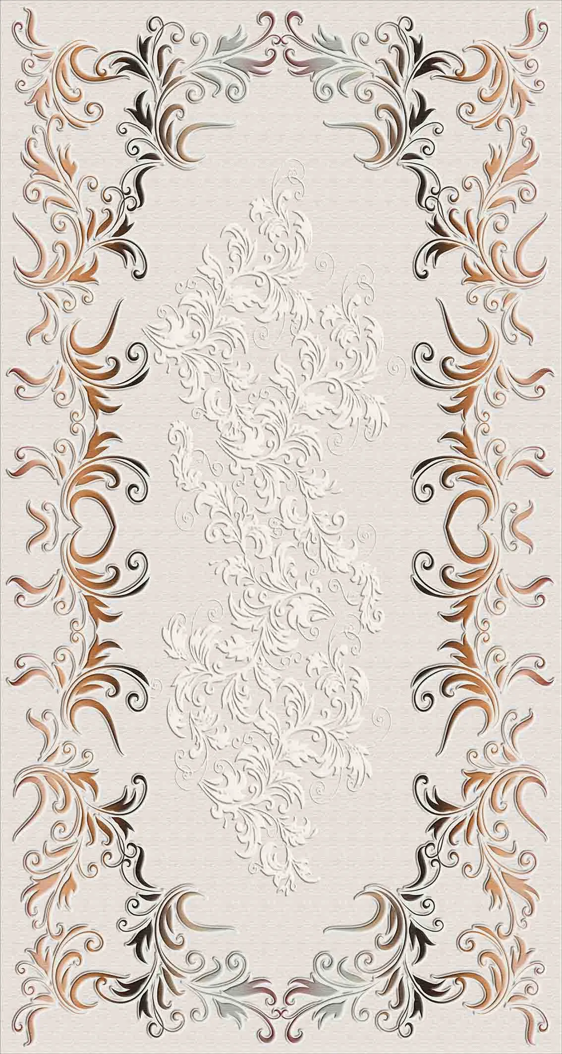 Beige Brown Patterned Design Latex Water Resistant Washable Area Rug