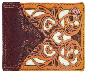 BGHBF008--TNBR Wallet - Hooey- "Top Notch" Hand Tooled Leather Bifold
