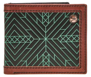 BGRBF002--BKBR Wallet - Hooey- "Neon Moon" Bifold Turquoise Aztec Pattern