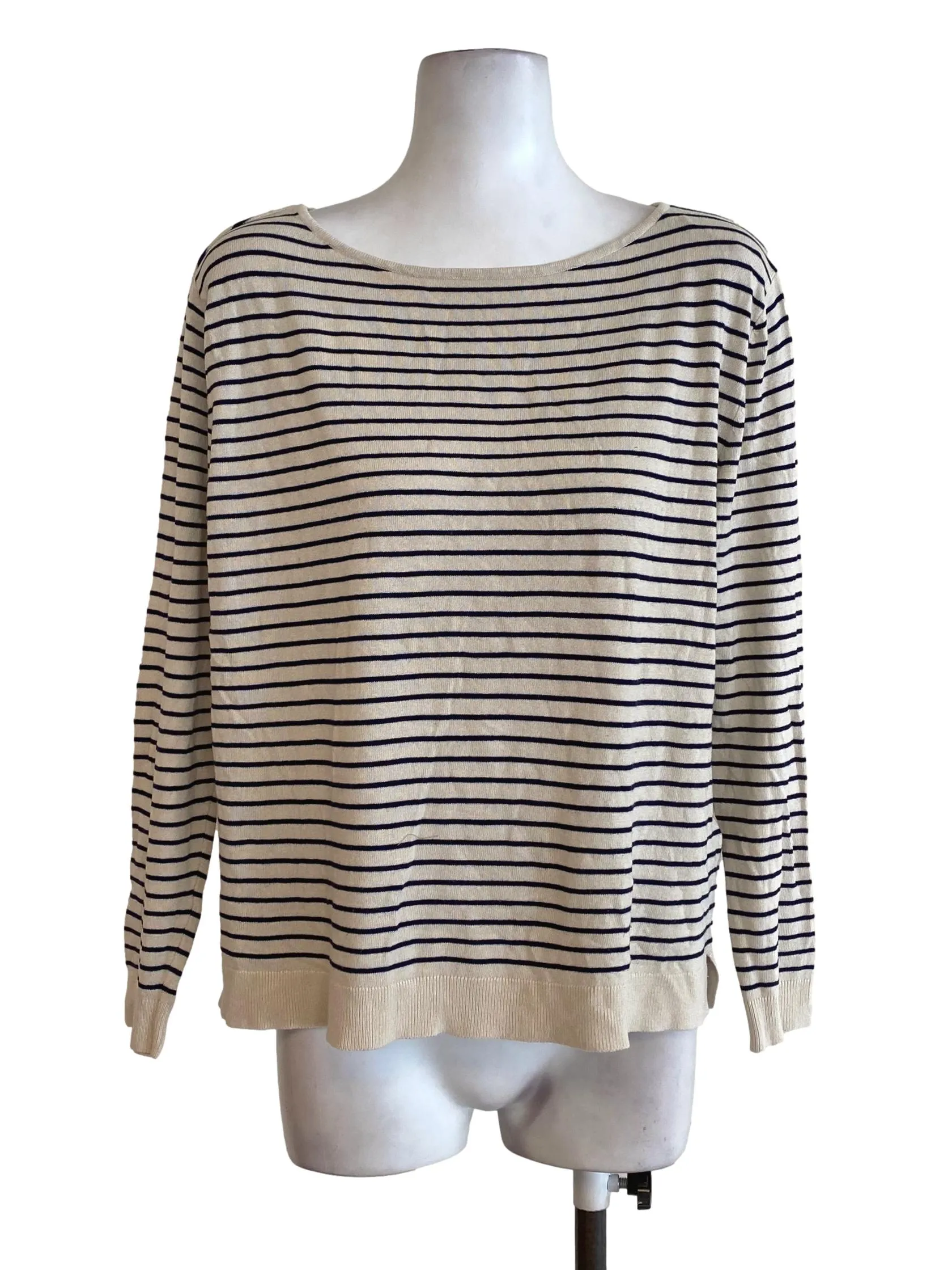 Black Awning Stripe Sleevele Top