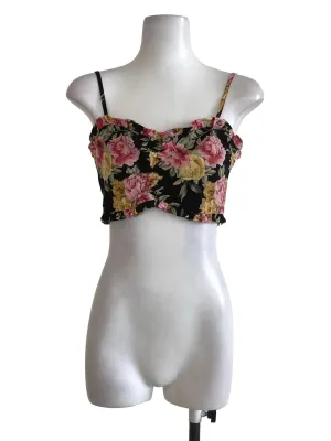 Black Floral Crop Top