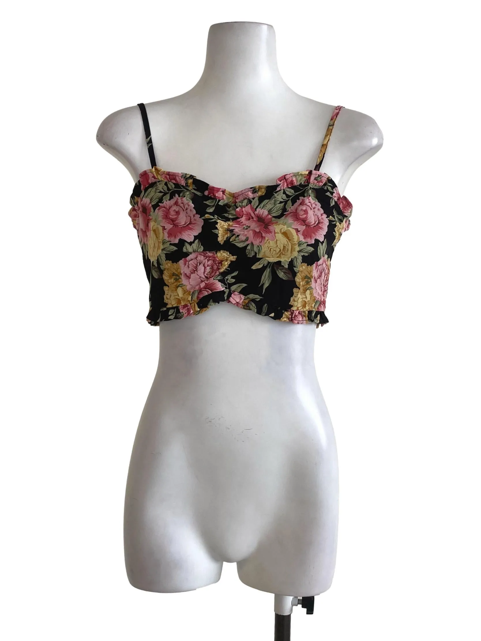 Black Floral Crop Top