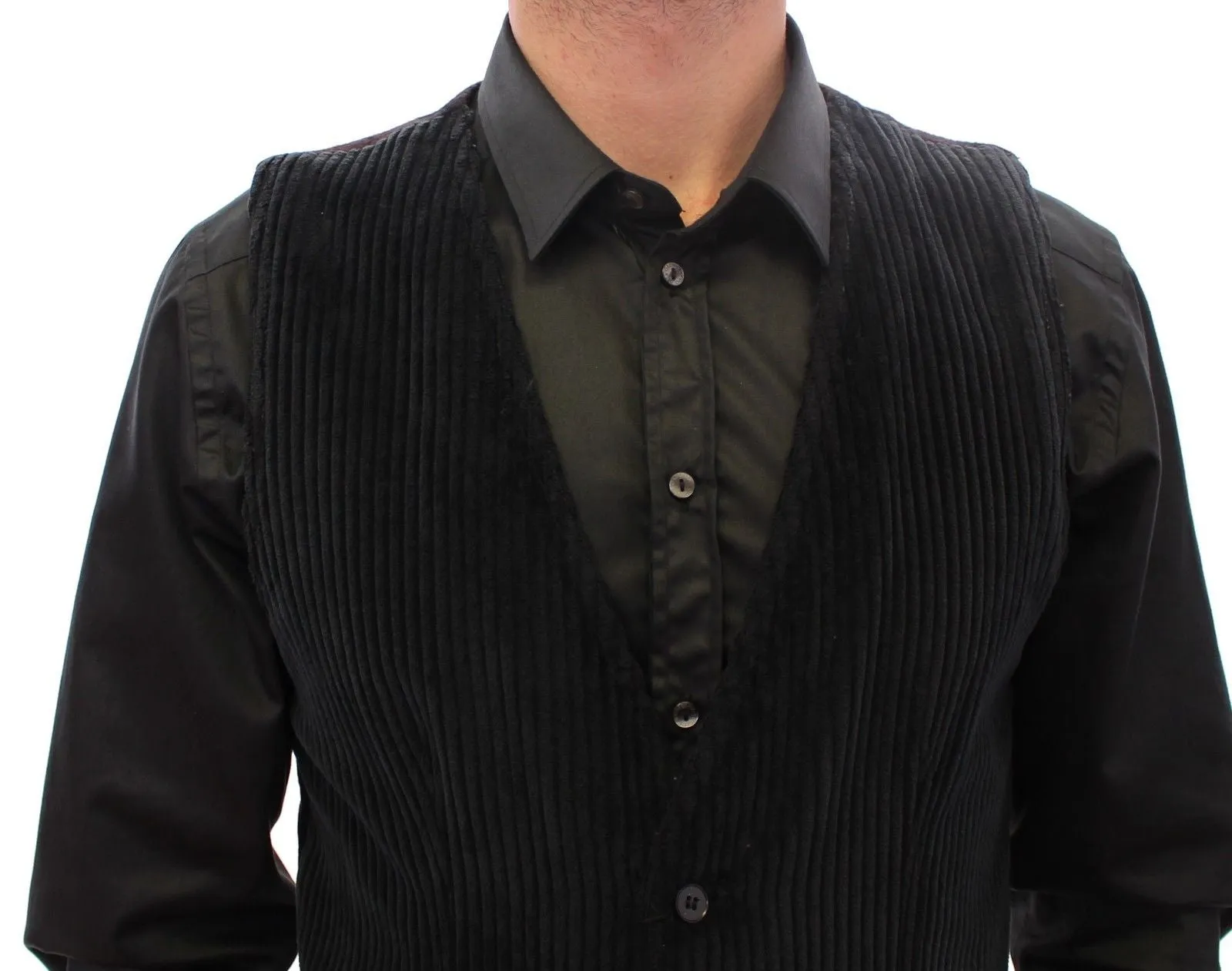 Black Manchester Single Breasted Vest