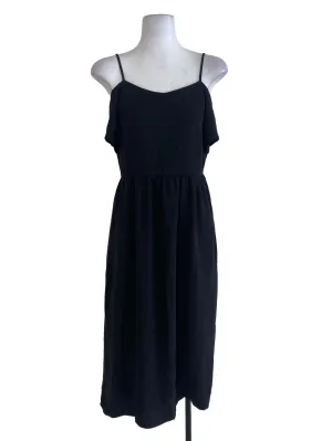 Black Plain Blouson Dress