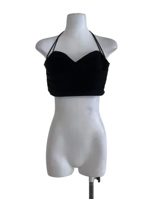 Black Plain Sleeveless Crop Top