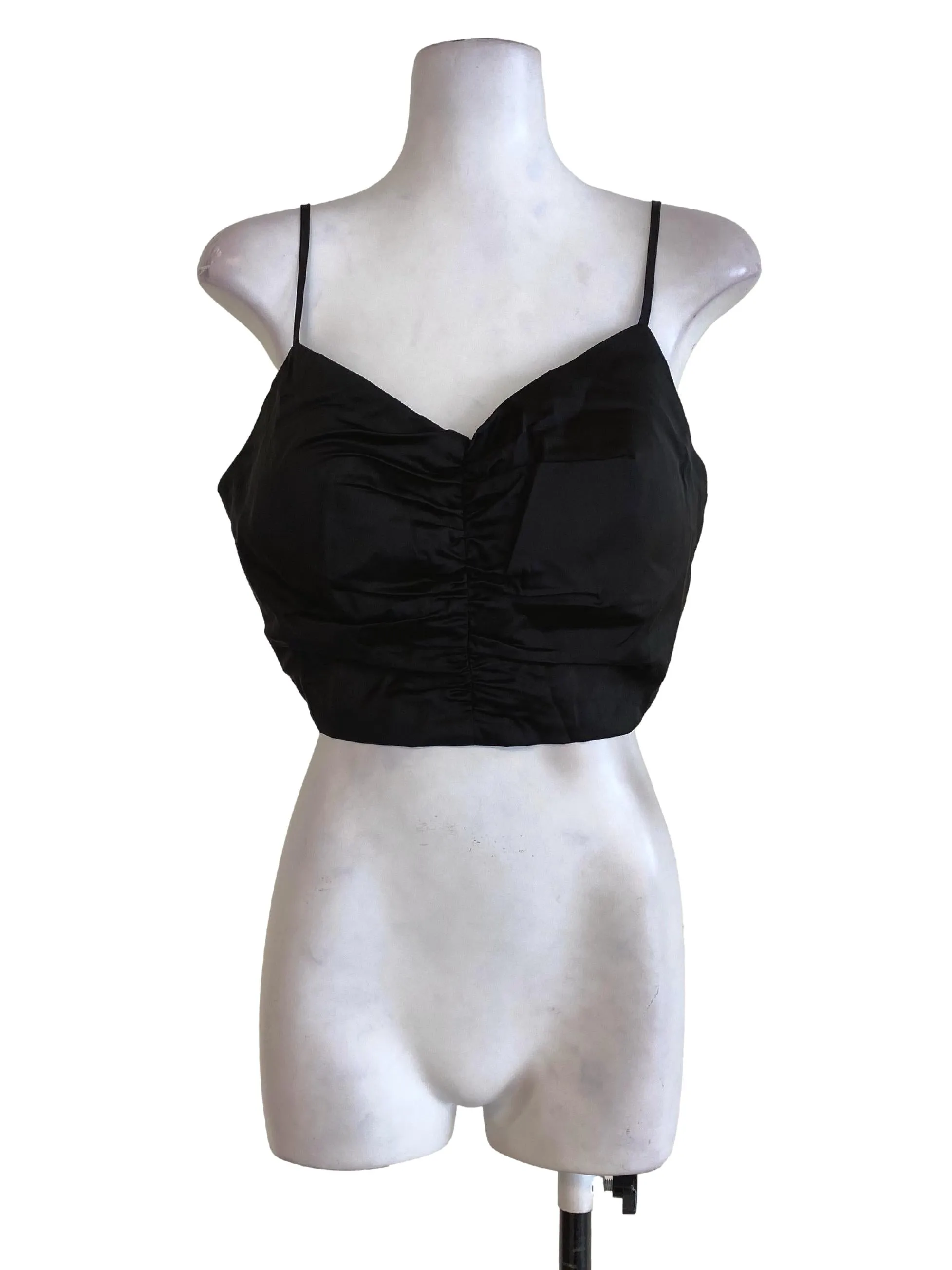 Black Satin Crop Top