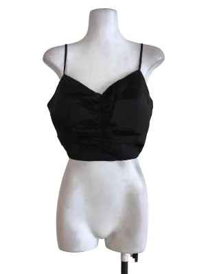 Black Satin Crop Top