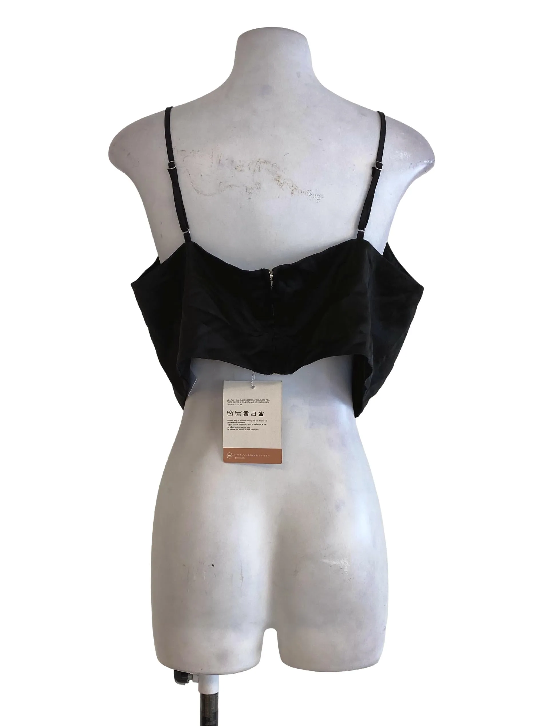 Black Satin Crop Top