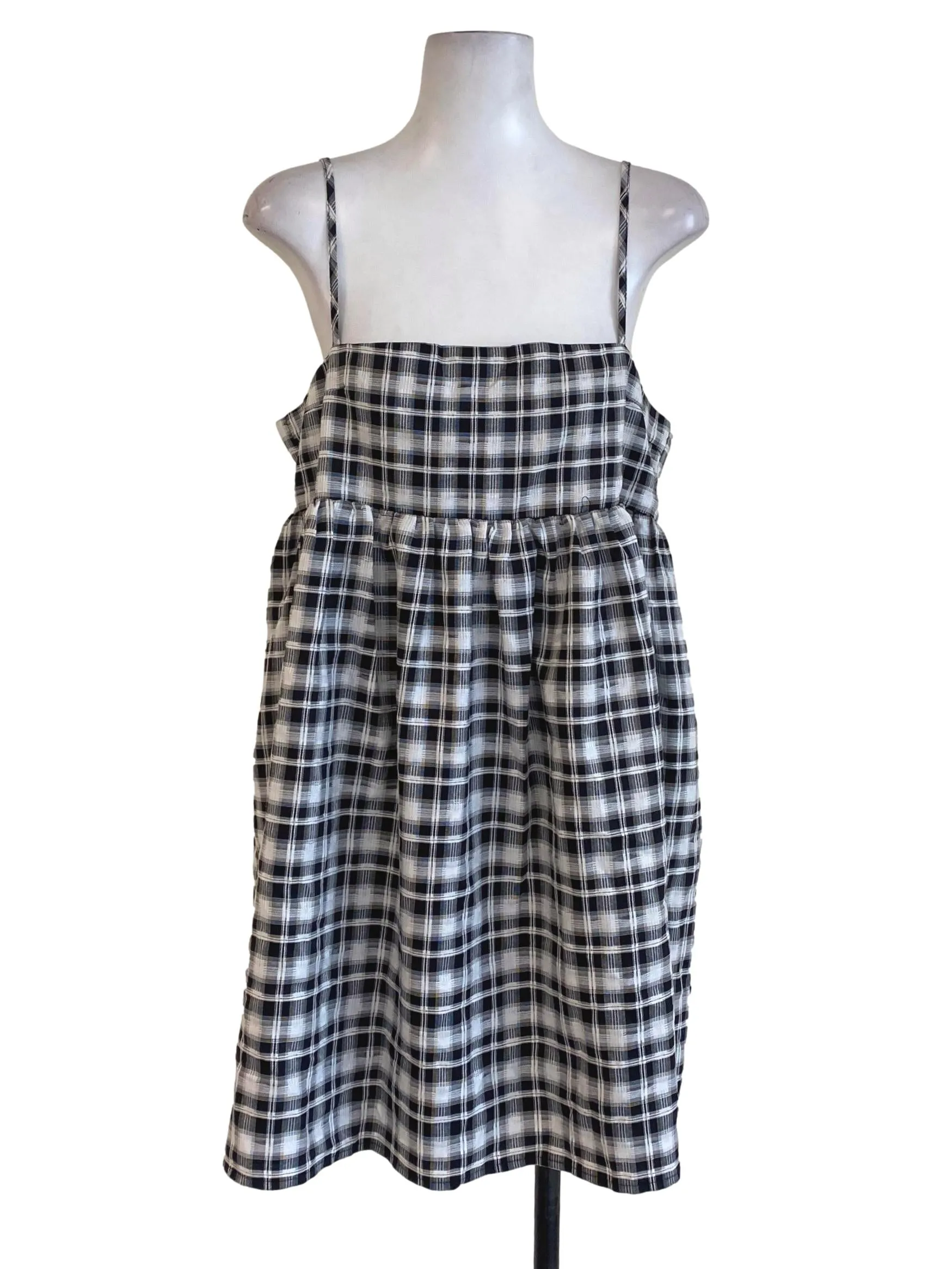 Black Tartan Blouson Dress TTR