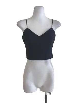 Black Textured V Neck Top