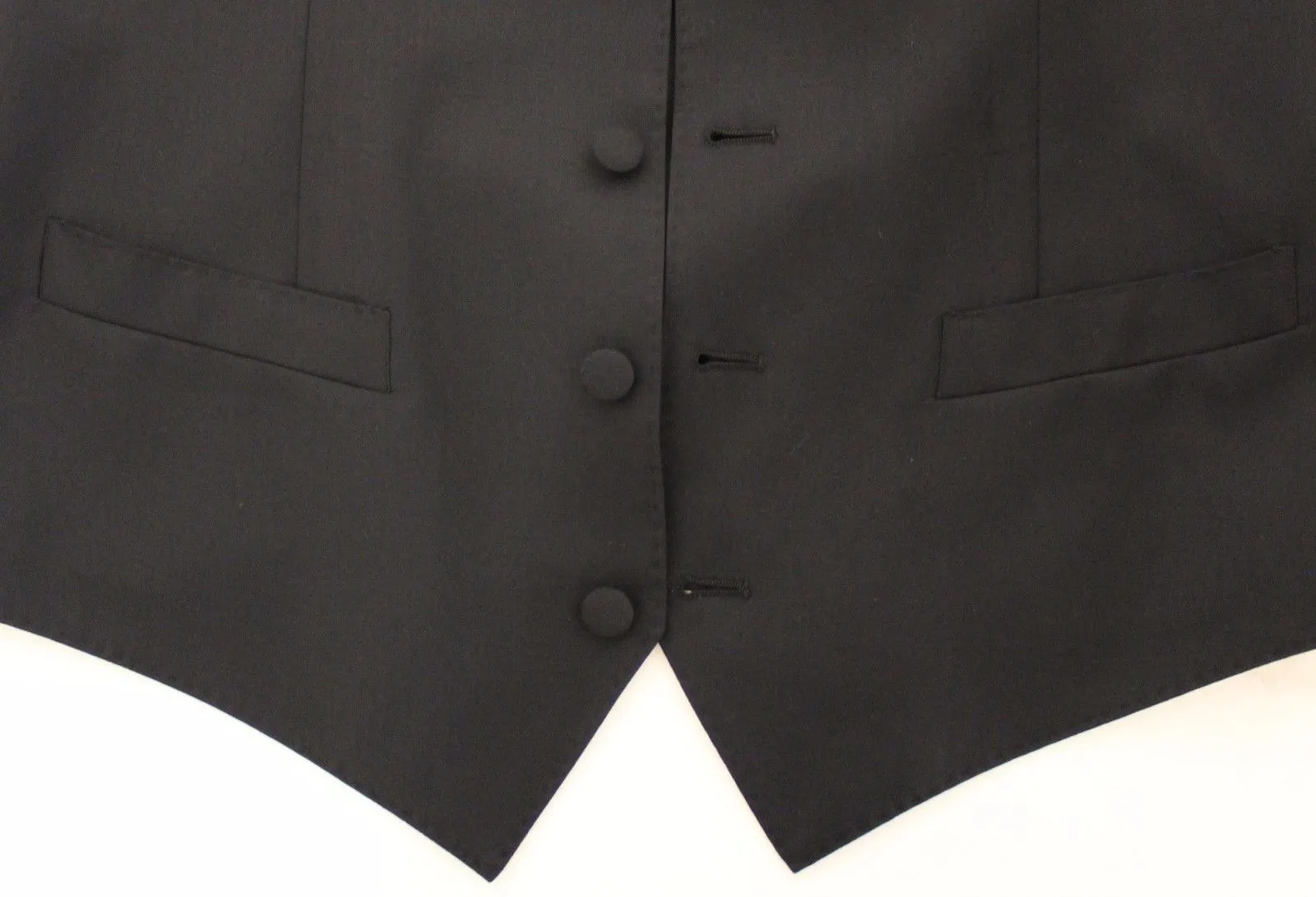 Black Wool Stretch Formal Dress Vest Gilet