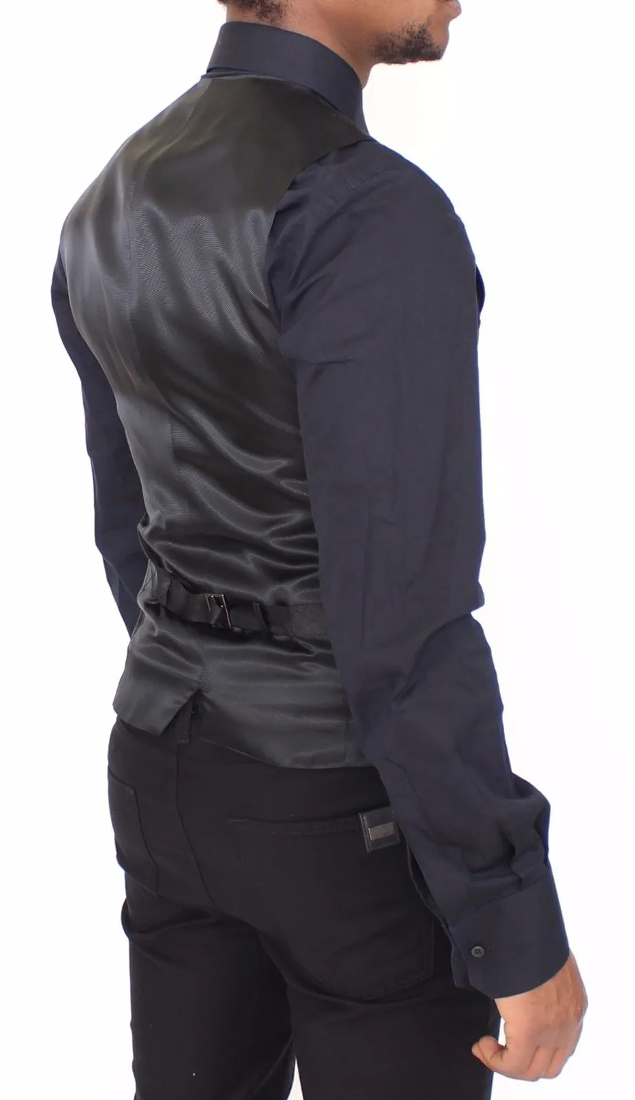 Black Wool Stretch Formal Dress Vest Gilet
