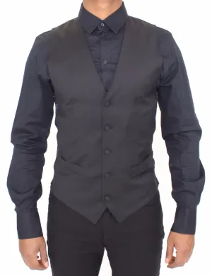 Black Wool Stretch Formal Dress Vest Gilet