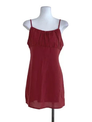 Blood Red Plain A-Line Dress