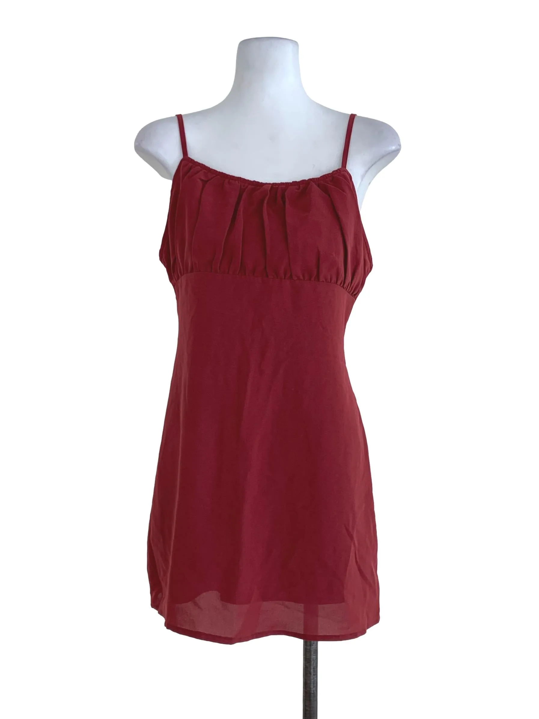 Blood Red Plain A-Line Dress