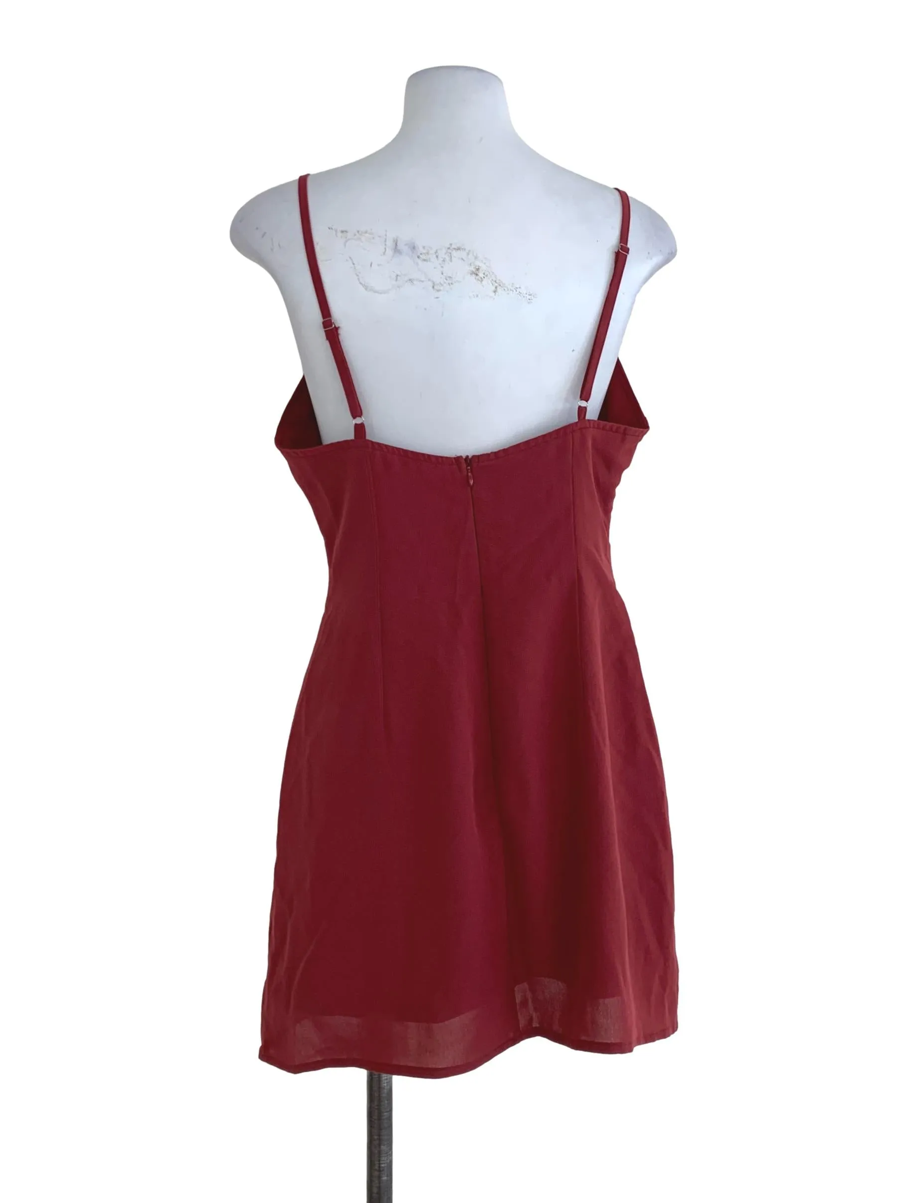 Blood Red Plain A-Line Dress