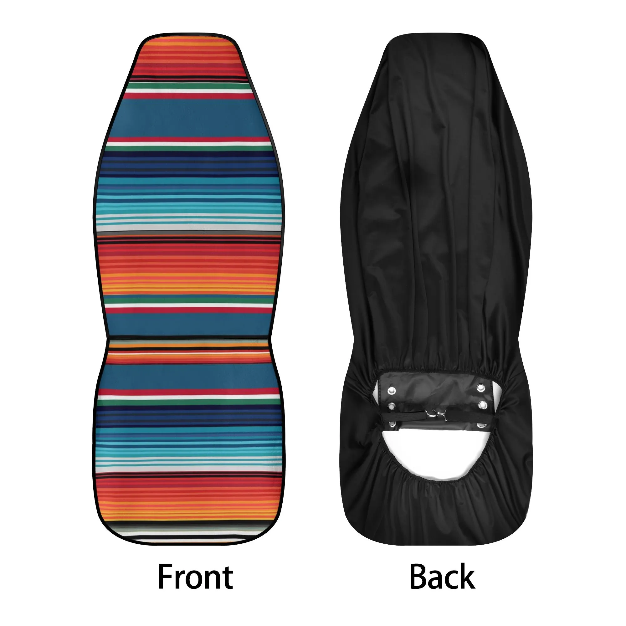Blue Orange Serape Stripes Car Seat Cover Set - Lightweight
