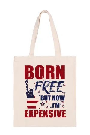 Born Free Print Minimalist Fashion Tote Bag - Pack of 6