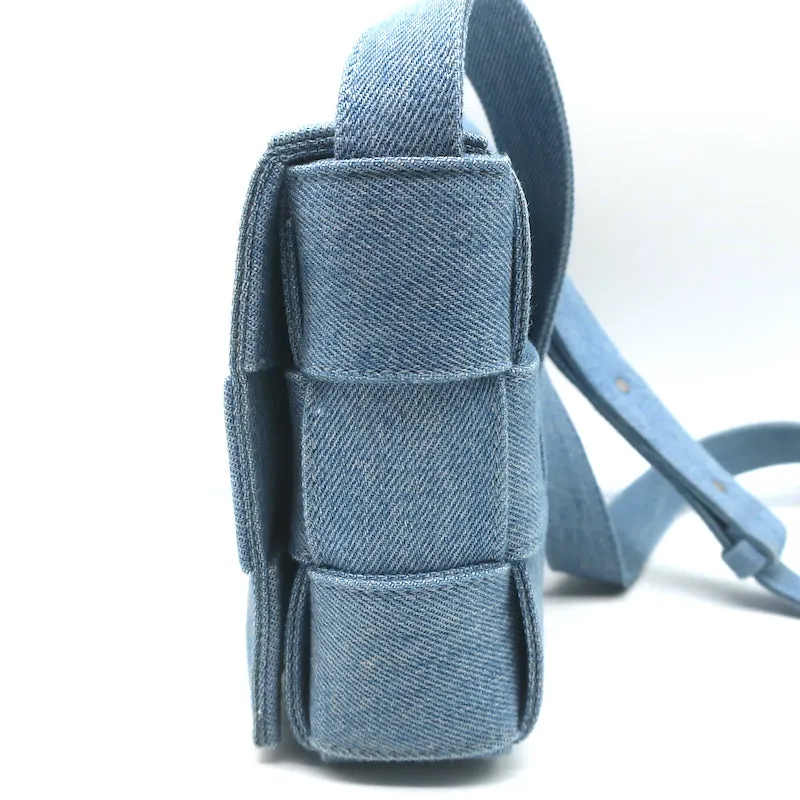 Bottega Veneta Cassette Denim Shoulder Bag Light Blue Small Crossbody NEW