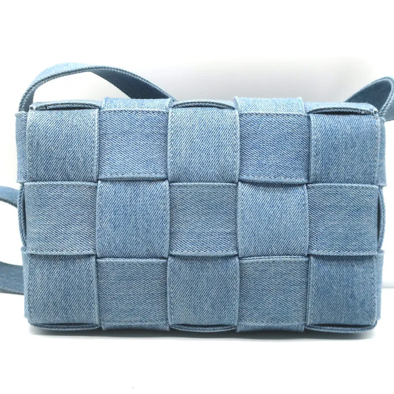 Bottega Veneta Cassette Denim Shoulder Bag Light Blue Small Crossbody NEW