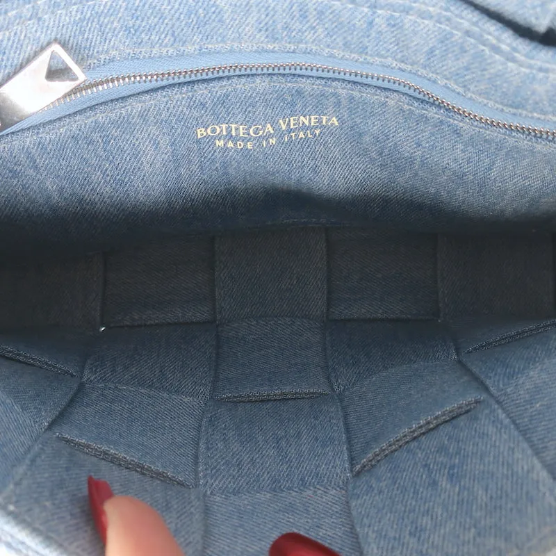 Bottega Veneta Cassette Denim Shoulder Bag Light Blue Small Crossbody NEW