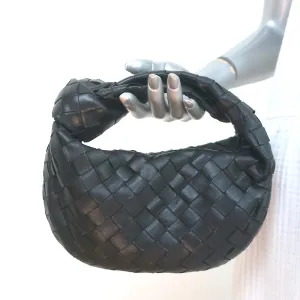 Bottega Veneta Mini Jodie Hobo Bag Black Intrecciato Leather