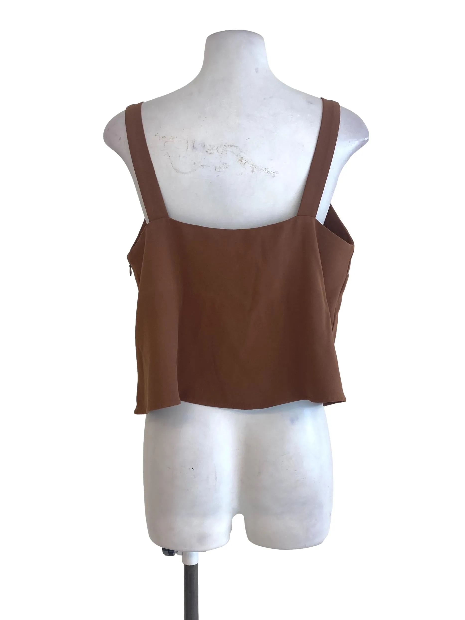 Brown Plain Sleeveless Top TEM