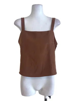 Brown Plain Sleeveless Top TEM