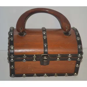 Brown Wooden Treasure Chest Purse