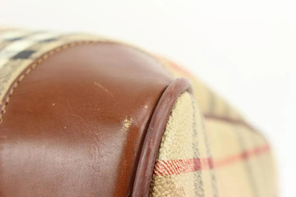 Burberry Beige Nova Check Boston Duffle Bag with Strap 42b324s