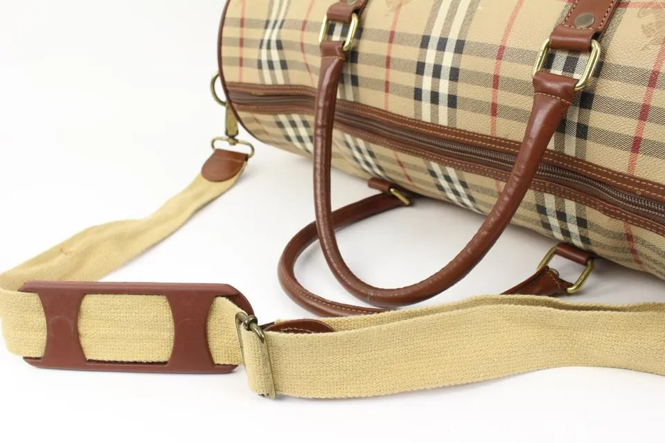 Burberry Beige Nova Check Boston Duffle Bag with Strap 42b324s